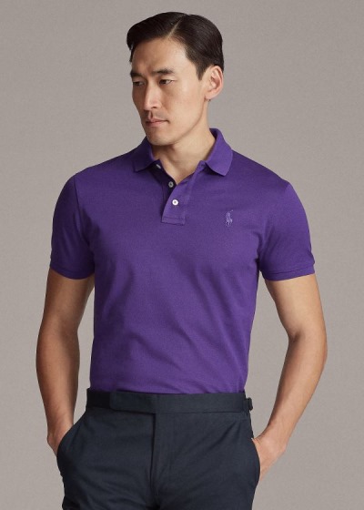 Polos Ralph Lauren Hombre Morados Claro - Custom Slim Fit Piqué - HMZBE9645